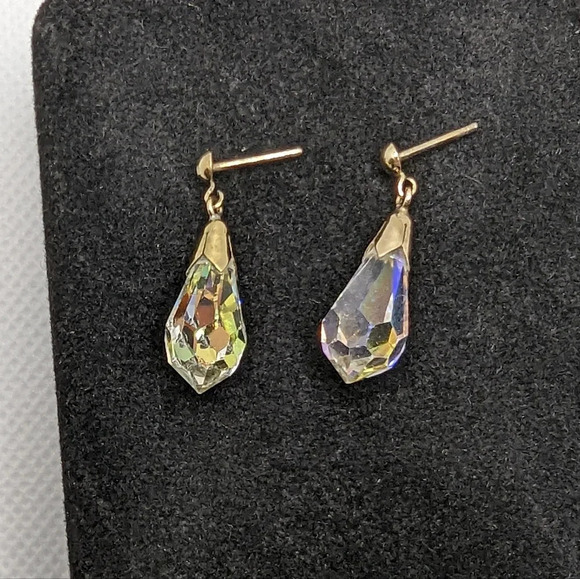 Vintage 9k yellow gold crystal earrings - Picture 2 of 4